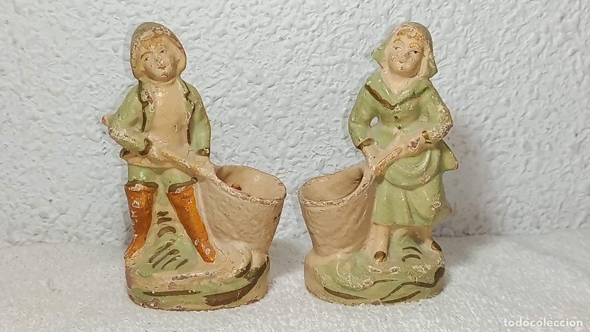 Antig&uuml;edades: ANTIGUOS PALILLEROS BISCUIT TERRACOTA FINALES S. XIX - PPIOS SIGLO XX