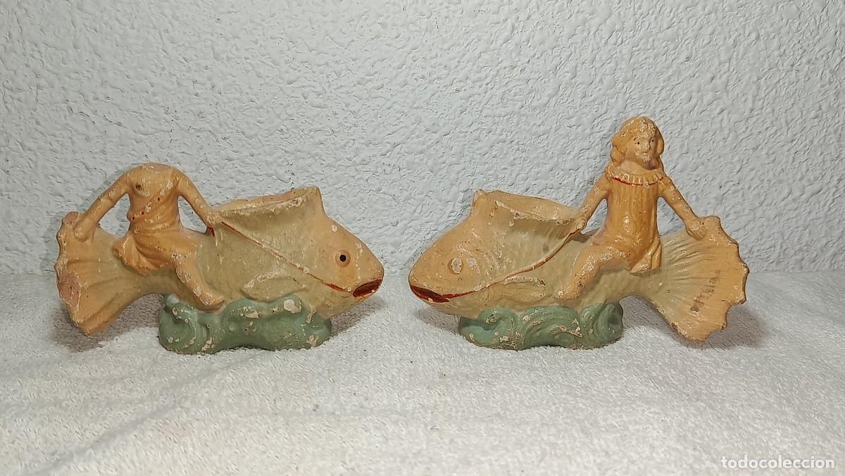 Antig&uuml;edades: ANTIGUOS PALILLEROS BISCUIT TERRACOTA FINALES S. XIX - PPIOS SIGLO XX