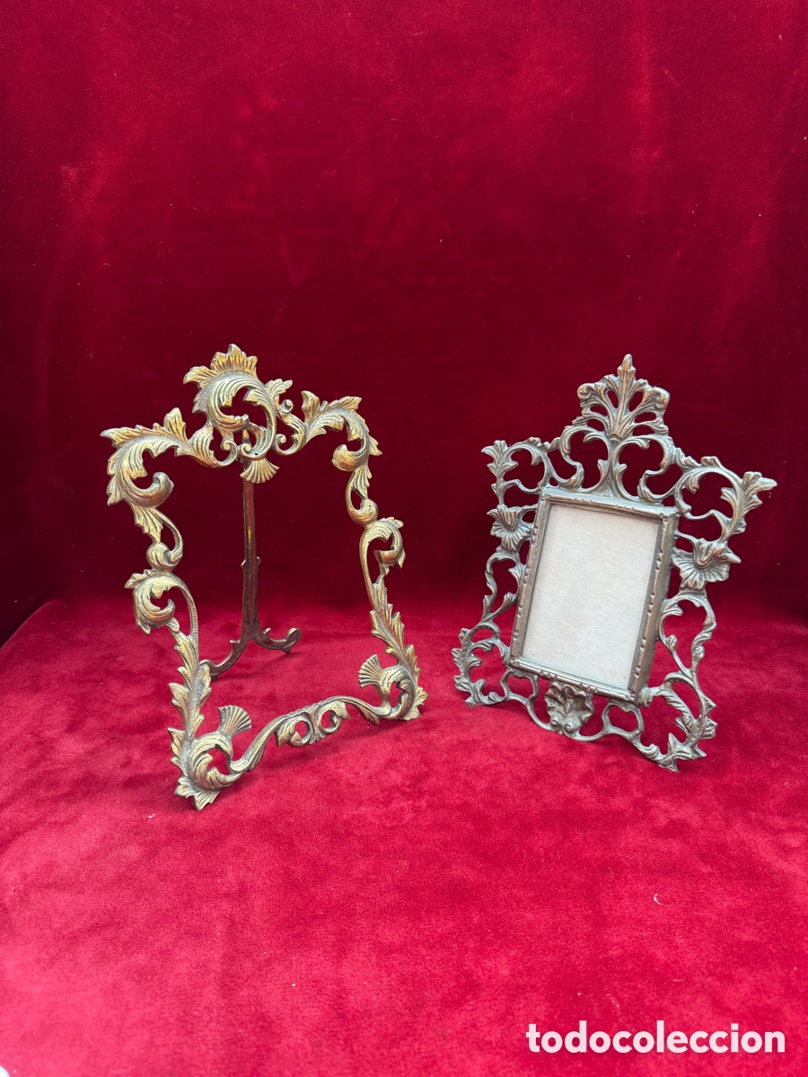 Antig&uuml;edades: Lote de dos antiguos marcos de fotos,de bronce!