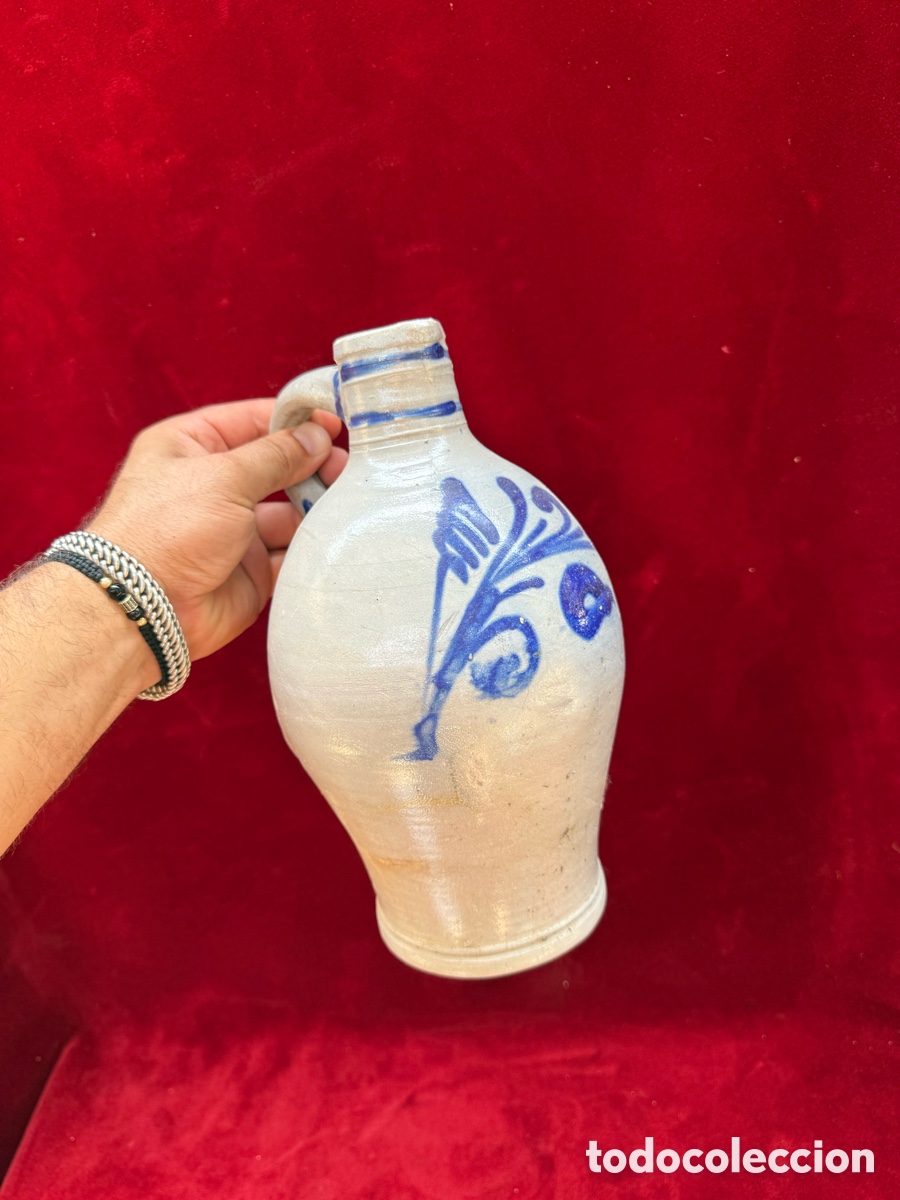 Antig&uuml;edades: Antigua jarra-botijo de ceramica pintada a mano!