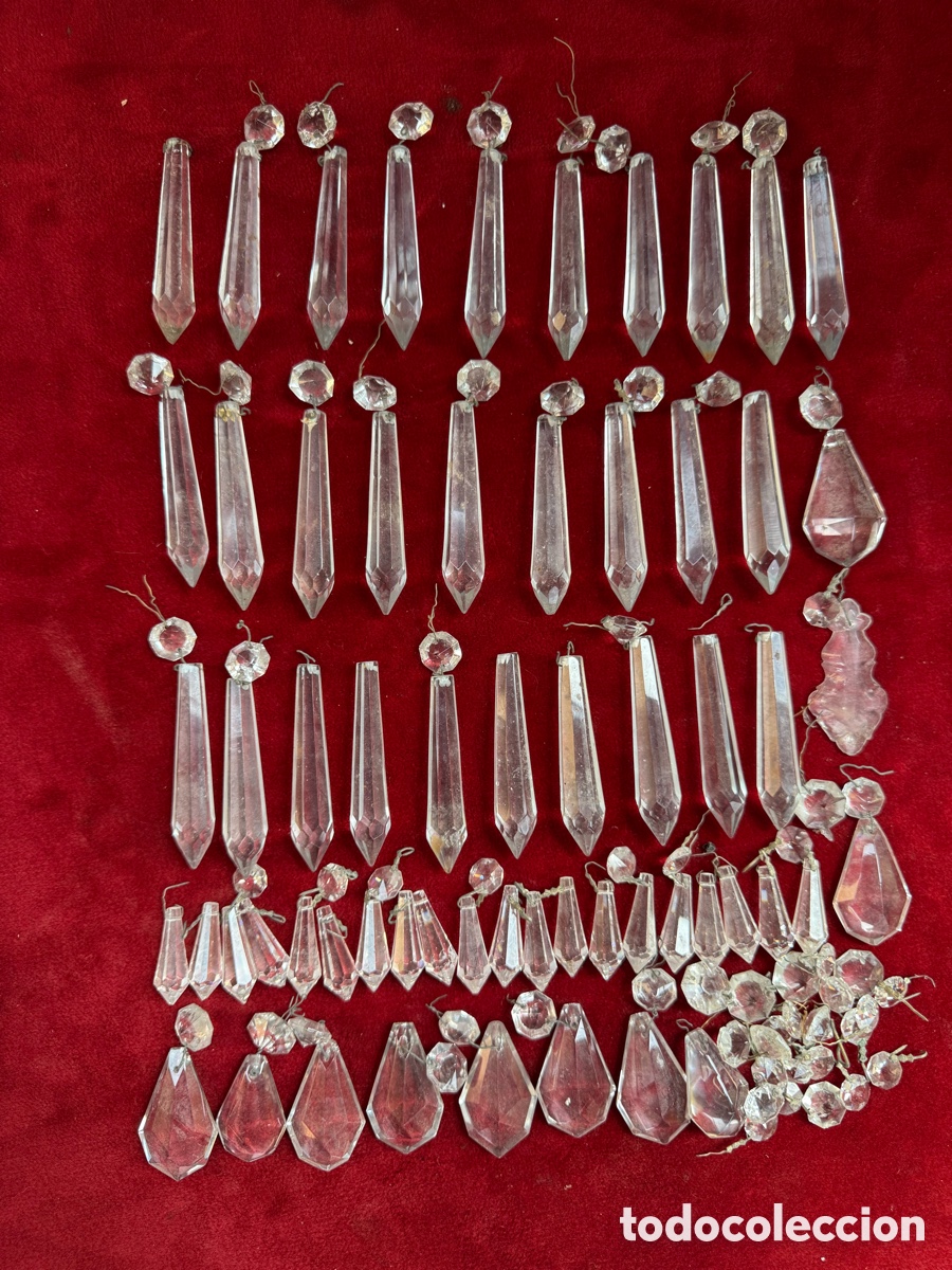 Antig&uuml;edades: Gran lote de lagrimas de cristal de lamparas!