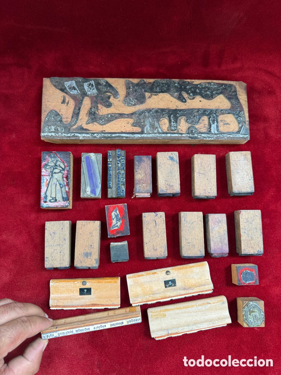 Antig&uuml;edades: Gran lote de sellos antiguos,numeros,notario,etc
