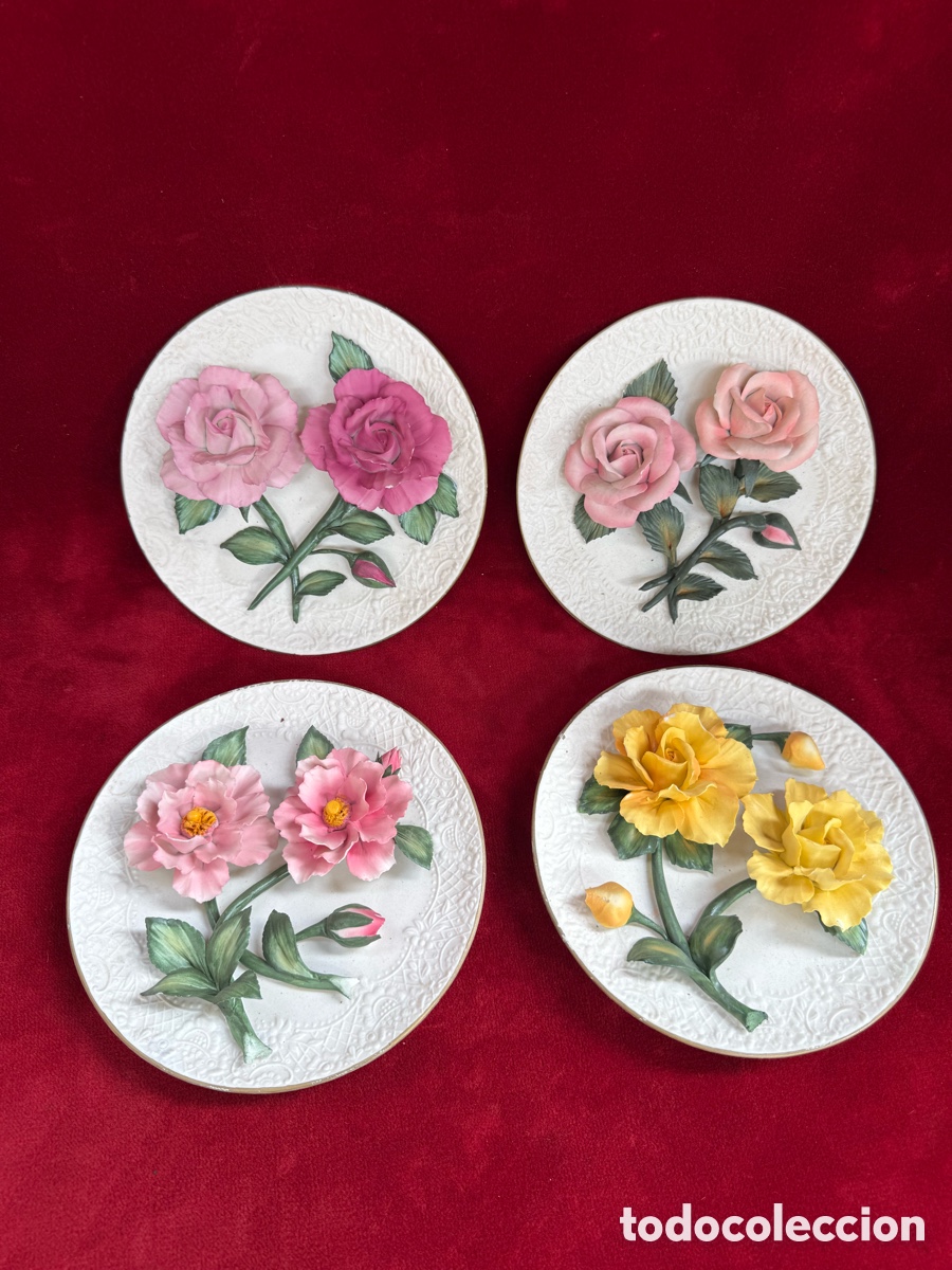 Antig&uuml;edades: Conjunto de 4 platos de Capodimonte,numerados!