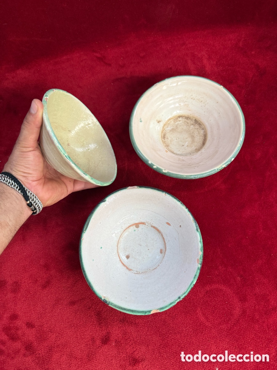 Antig&uuml;edades: Lote de 3 antiguos cuencos de ceramica de Teruel!