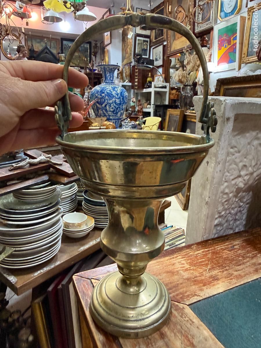 Antig&uuml;edades: ANTIGUO ACETRE PARA AGUA BENDITA - MEDIDA SIN ASA 19X15 CM - RELIGIOSO
