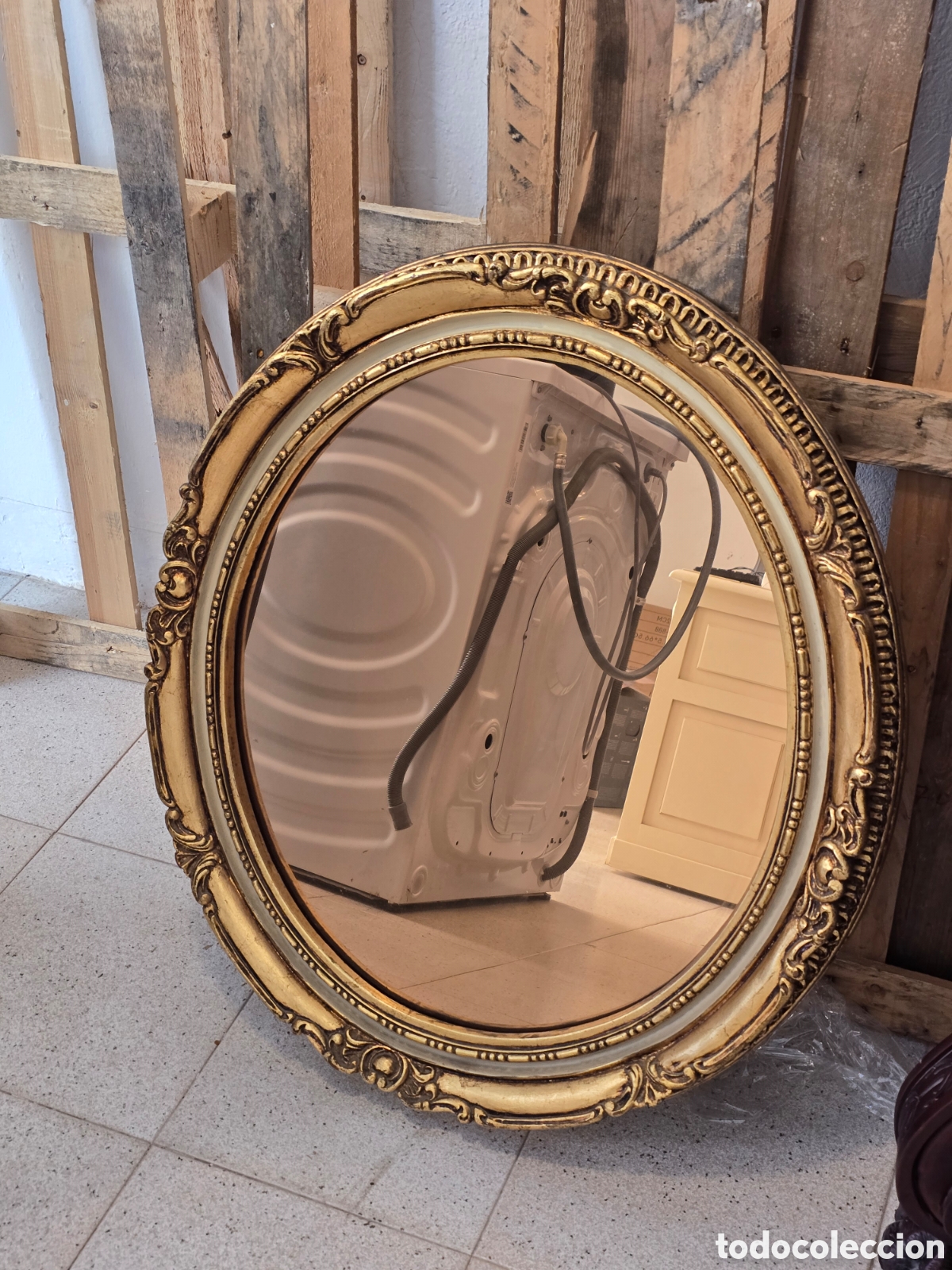 Antig&uuml;edades: Espejo marco dorado vintage