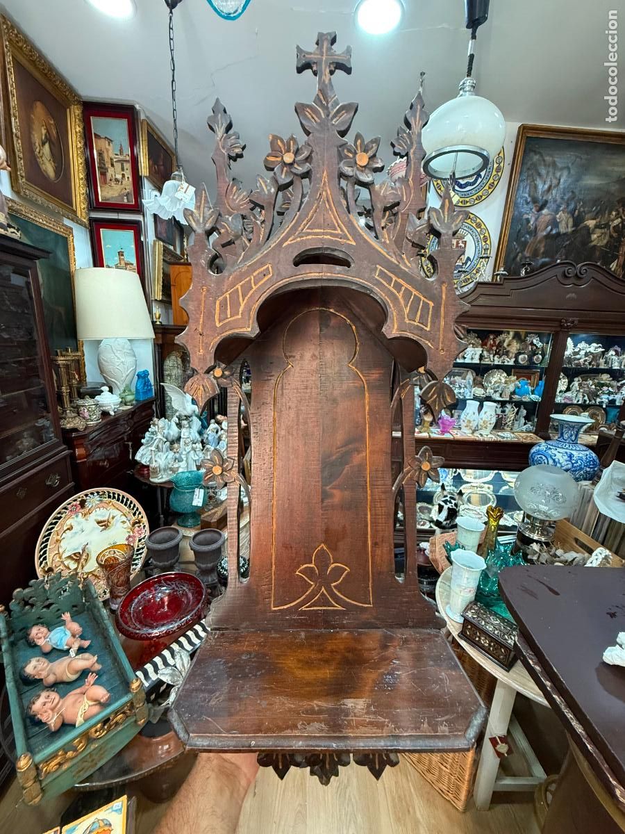 Antig&uuml;edades: ANTIGUA CAPILLA DE MADERA - MEDIDA TOTAL 90X29 CM E INTERIOR 35 CM Y BASE 28X15 CM - RELIGIOSO