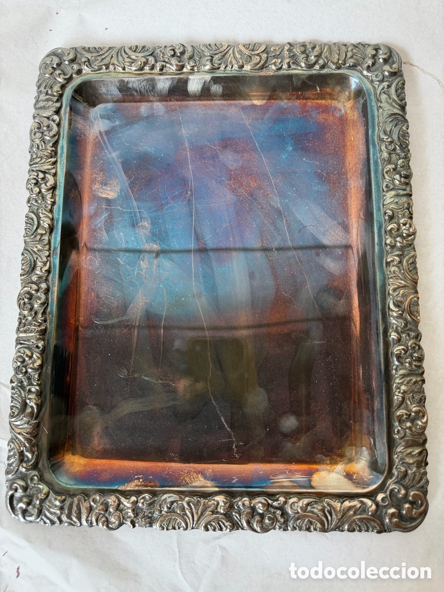 Antig&uuml;edades: Bandeja alpaca plateada Antonio &Aacute;lvarez