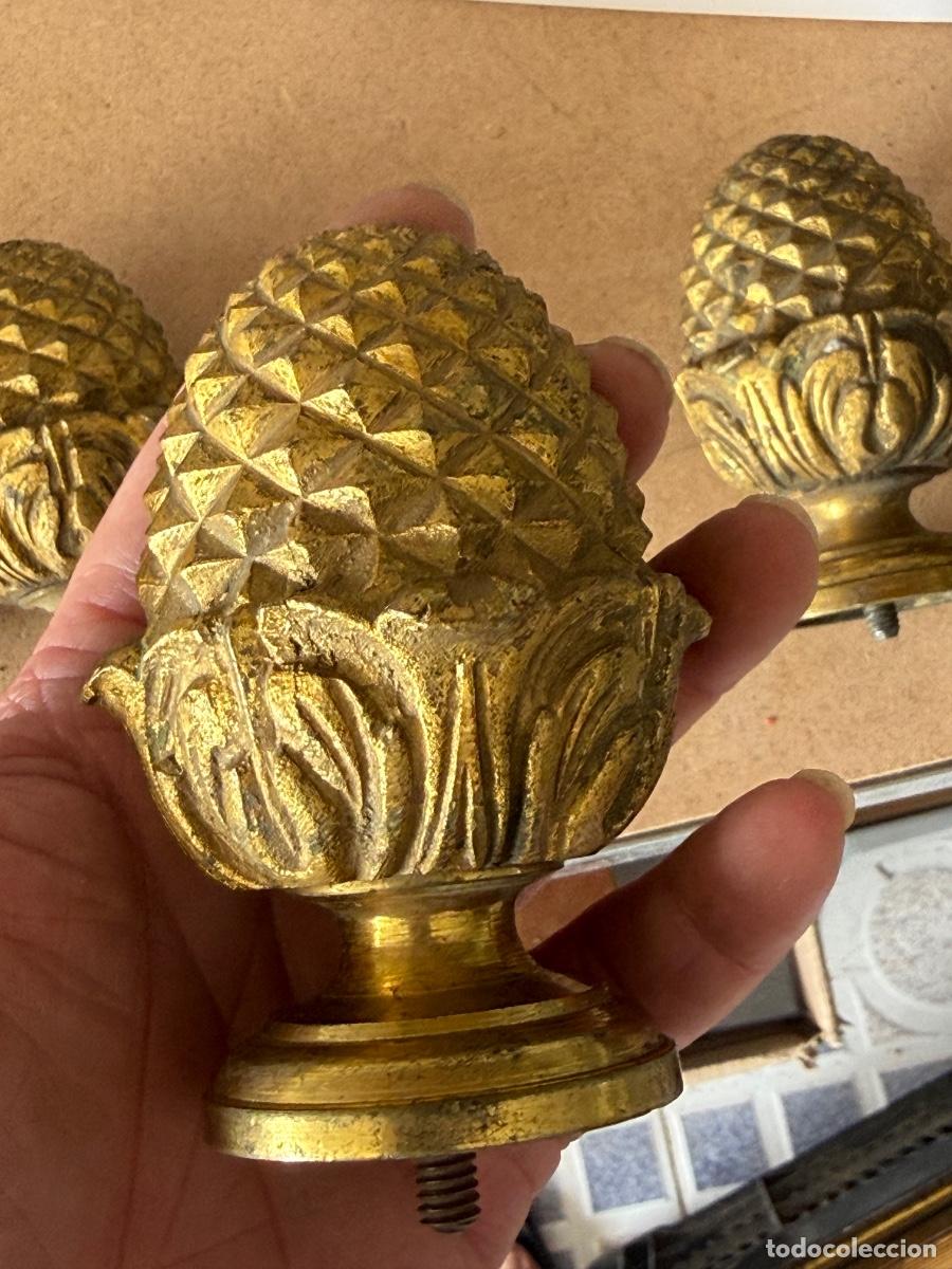 Antig&uuml;edades: Lote de 4 remates de escalera de bronce antiguo - Foto 4