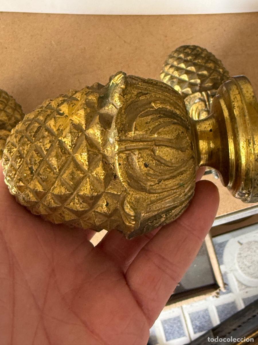 Antig&uuml;edades: Lote de 4 remates de escalera de bronce antiguo - Foto 6