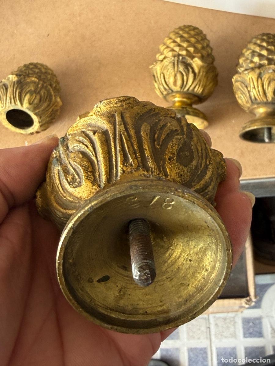 Antig&uuml;edades: Lote de 4 remates de escalera de bronce antiguo - Foto 8