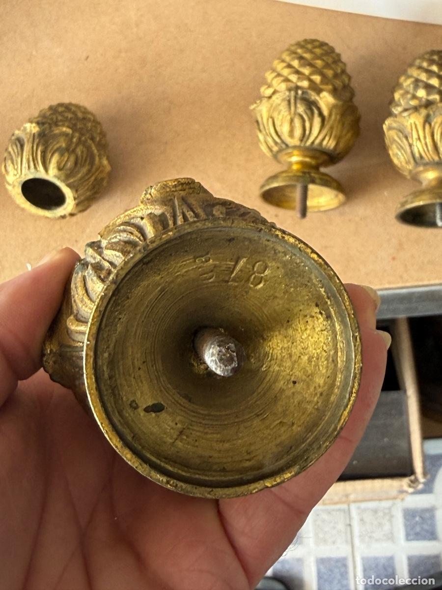 Antig&uuml;edades: Lote de 4 remates de escalera de bronce antiguo - Foto 9