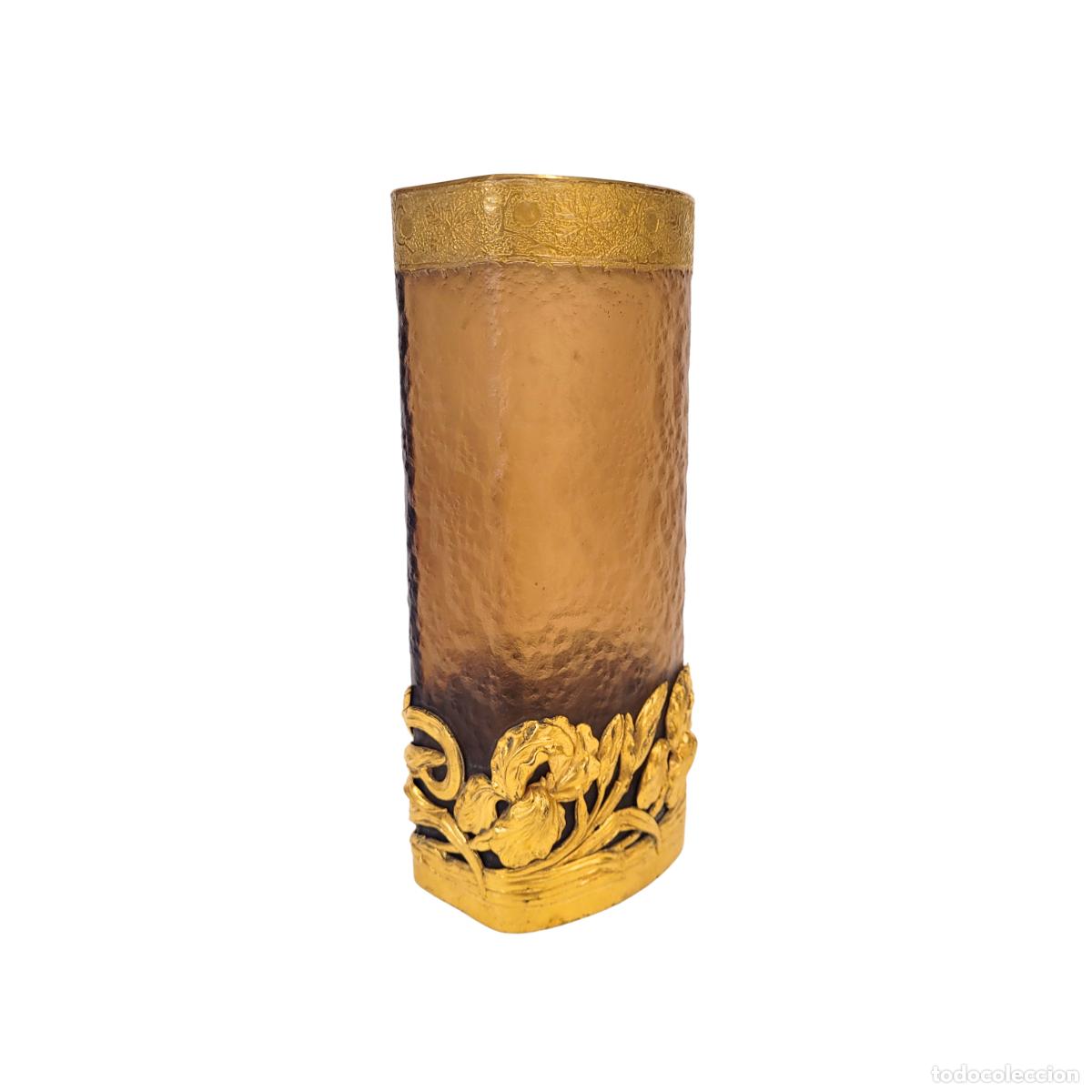 Antig&uuml;edades: Jarr&oacute;n, vidrio y ormol&uacute;, firmado Victor Saglier, Art Nouveau, circa 1890- Francia