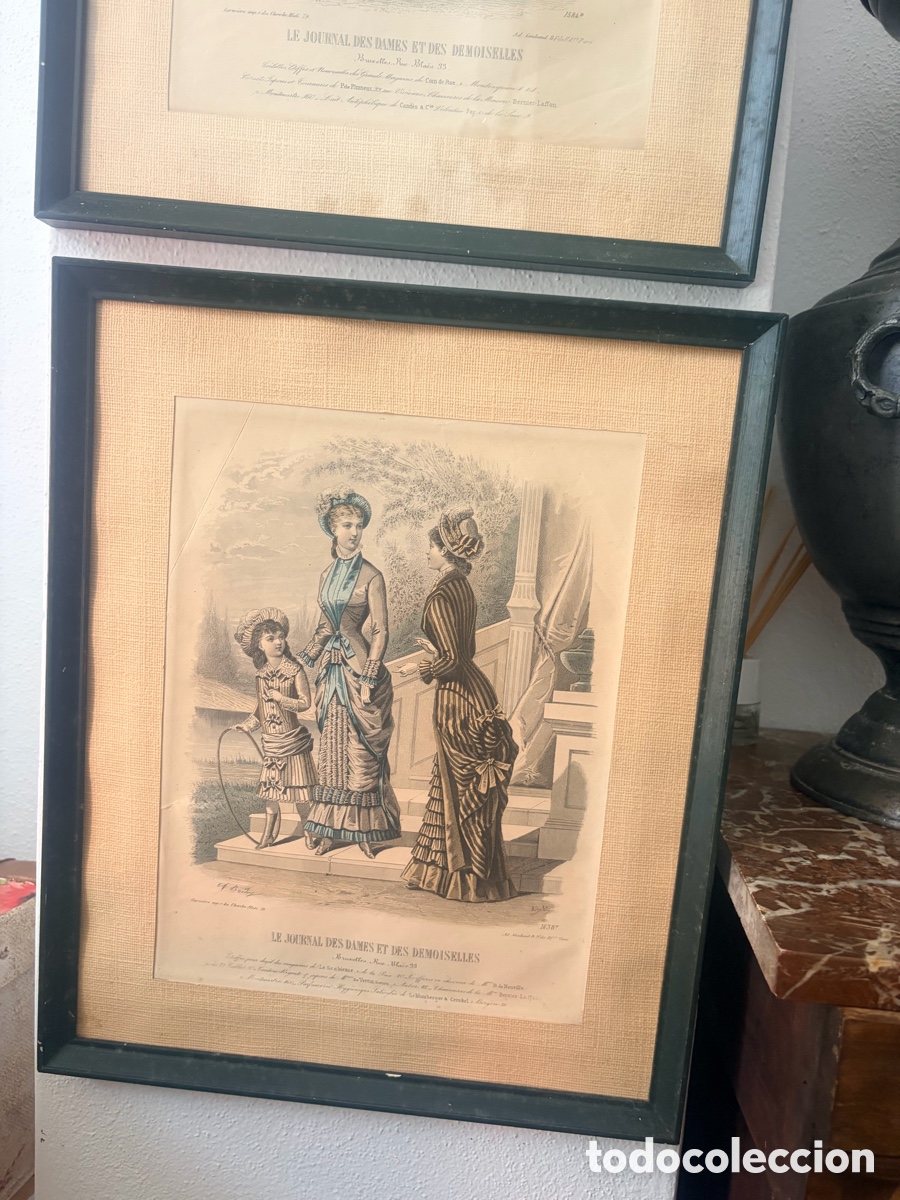 Antig&uuml;edades: Antiguo grabado de moda enmarcado