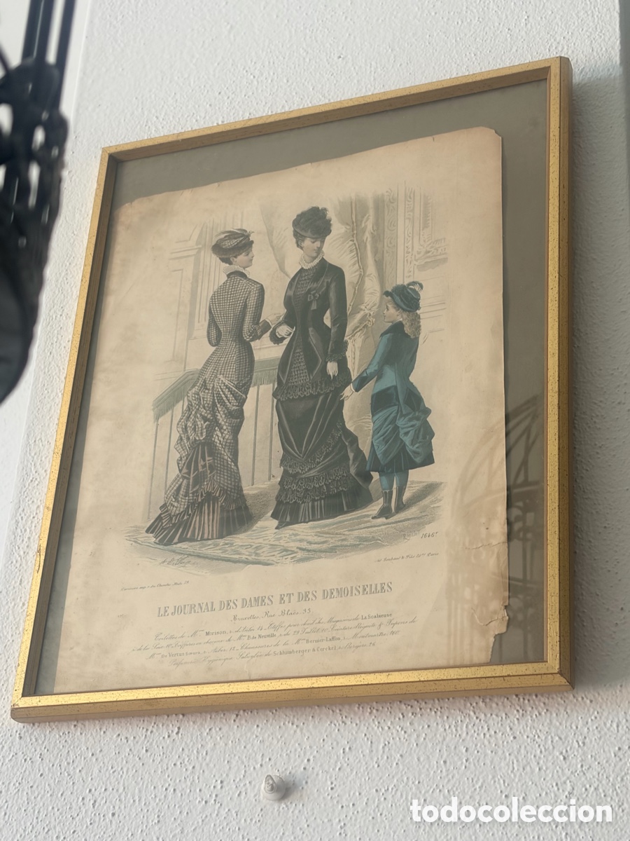 Antig&uuml;edades: Antiguo grabado de moda enmarcado