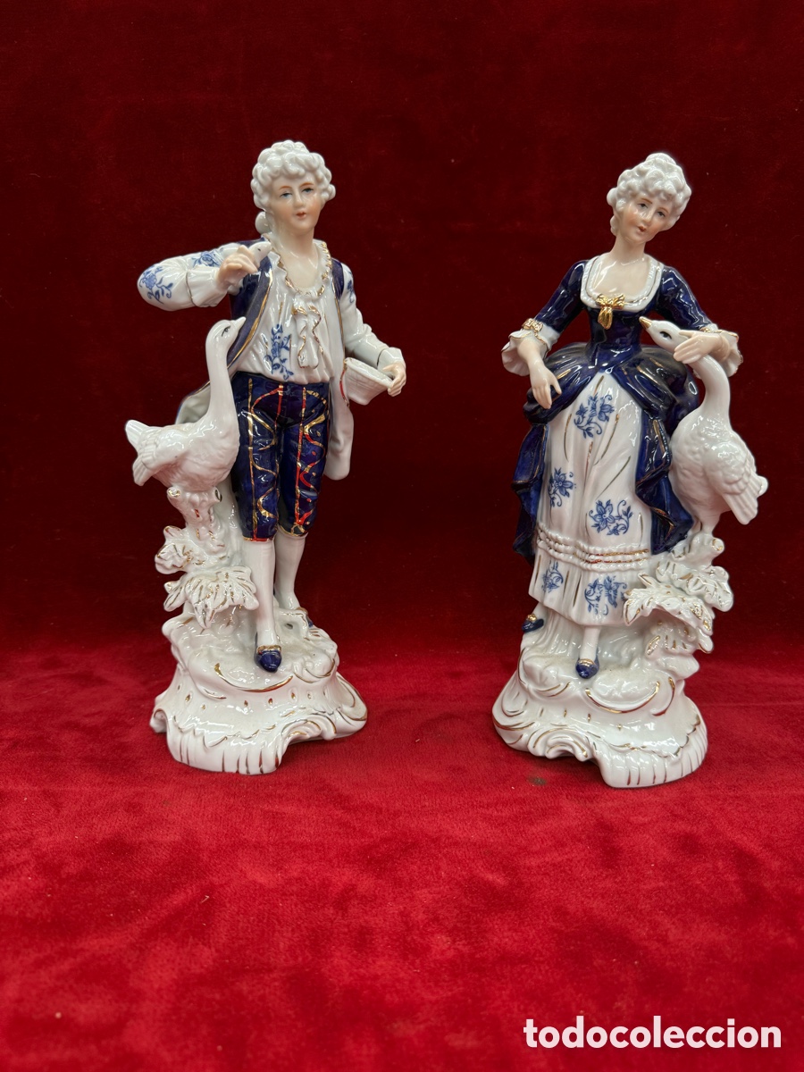 Antig&uuml;edades: Pareja de Japoneses de porcelana fina!A&ntilde;os 50!