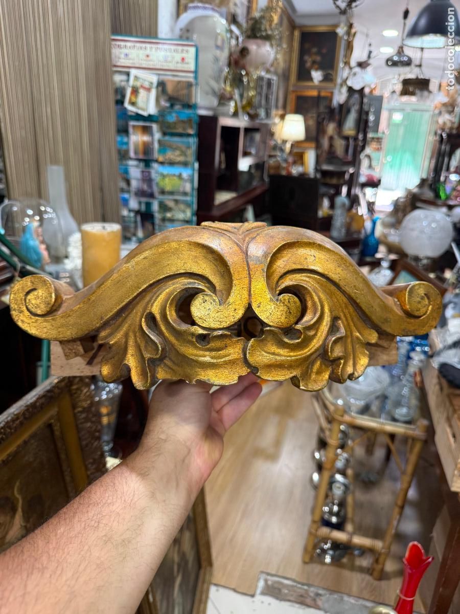 Antig&uuml;edades: ANTIGUO DOSEL DE MADERA Y DORADO PARA CAPILLA O IMAGEN RELIGIOSA - MEDIDA 38X13X13 CM