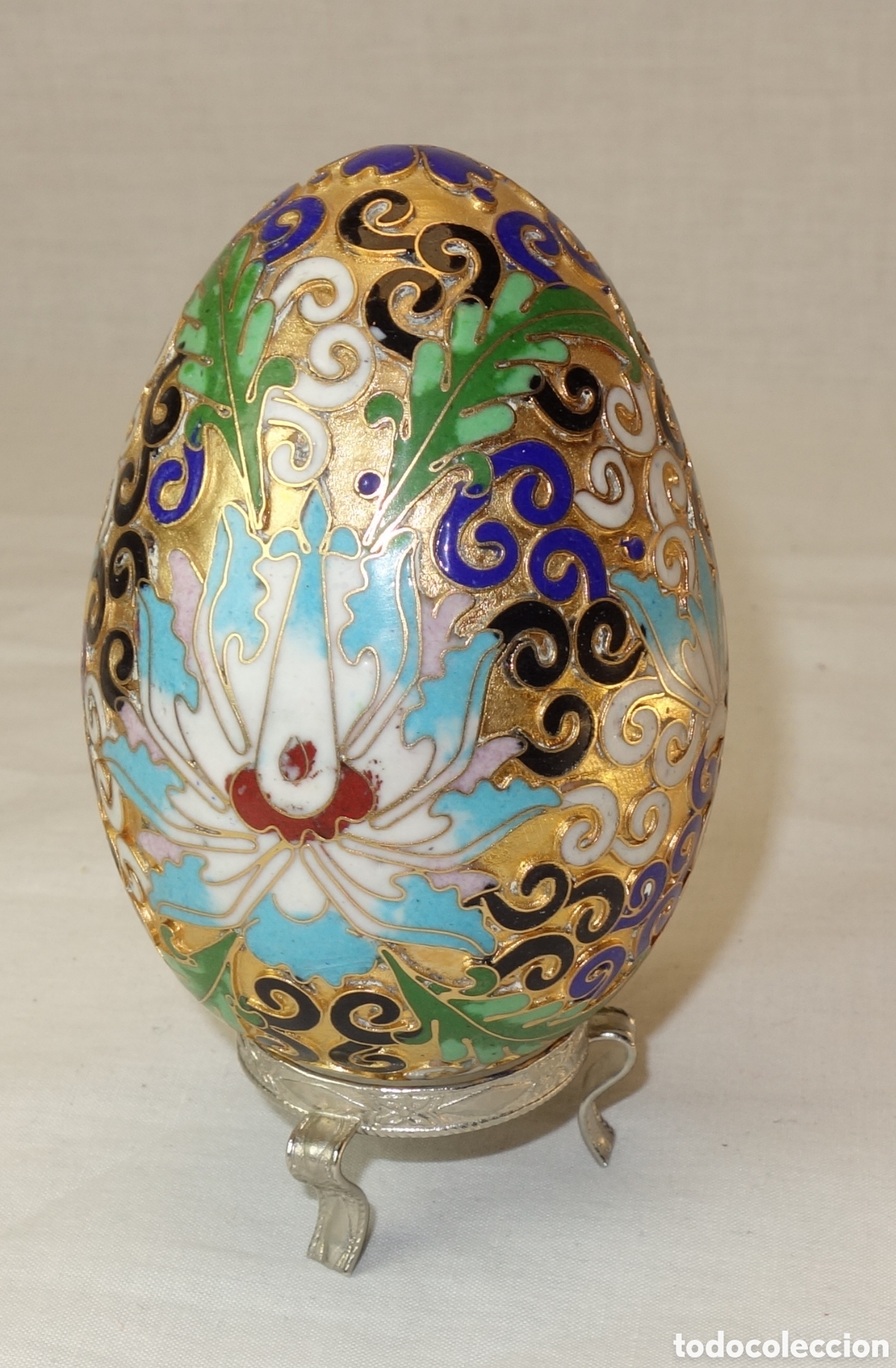 Antig&uuml;edades: Huevo Cloisonne huevo Cloisonne con soporte