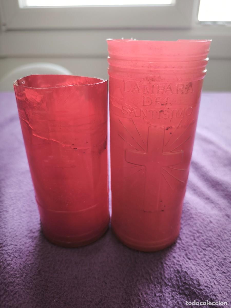 Antig&uuml;edades: Lote 2 Velas Rojas L&aacute;mpara Del Sant&iacute;simo &ndash; Religiosas Y Decorativas &ndash; Uso Devocional Y Dom&eacute;stico