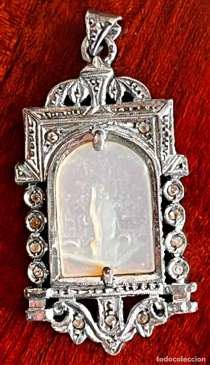 Antig&uuml;edades: ANTIGUO COLGANTE DEVOCIONAL DE PLATA Y N&Aacute;CAR, CALADO Y PIEDRAS, FINALES S. XIX