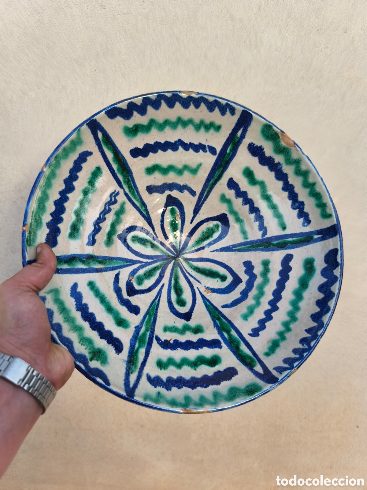 Antig&uuml;edades: Cuenco fajalauza culo de mono 32 cm