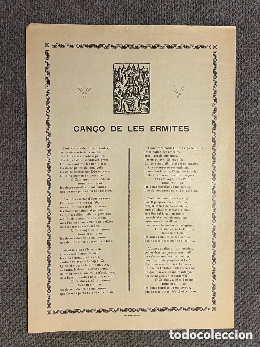 Antig&uuml;edades: GOIGS CAN&Ccedil;&Oacute; DE LES ERMITES. Port&iacute; corona de dotze hermites, les havitaven tretze ermitans&hellip;