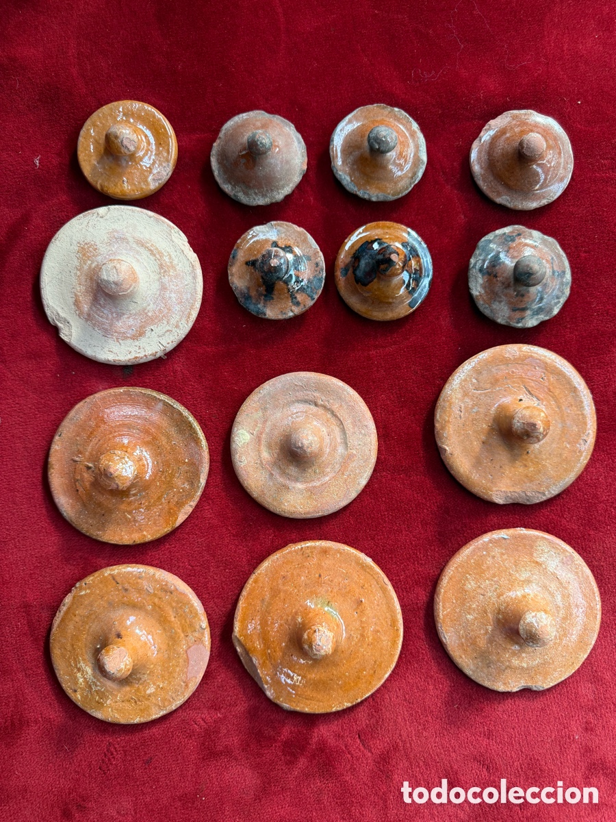 Antiques: Gran lote de tapas antiguas de barro!Jarras,ollas,etc