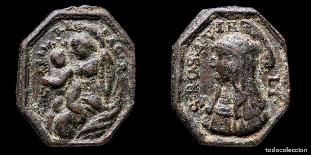 Antig&uuml;edades: Medal XVI-XVII centuries, V. Rosario / Santa Rosa Lima - 17x14 mm.