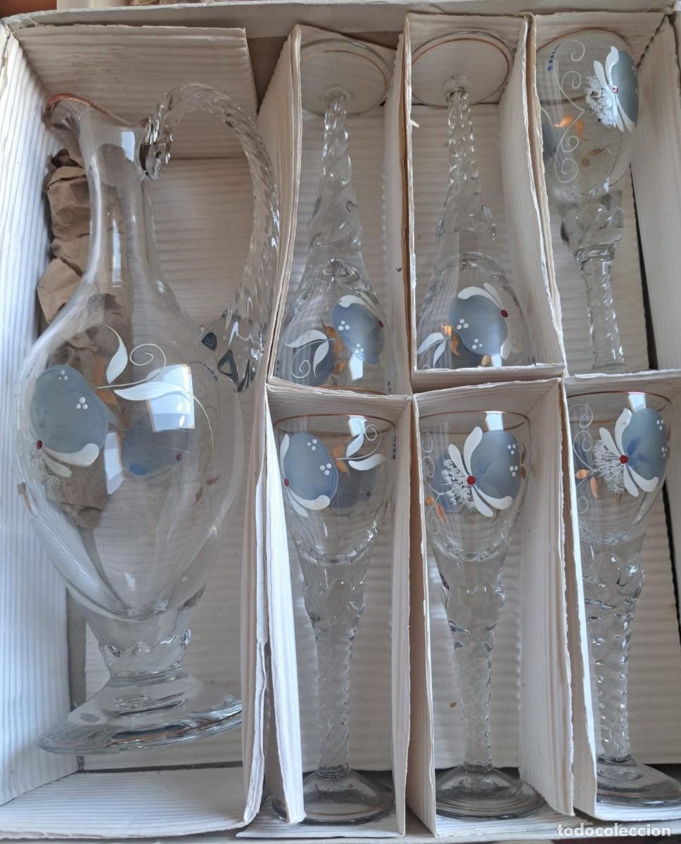 Antig&uuml;edades: Jiego de licor de cristal vintage tipo bohemia
