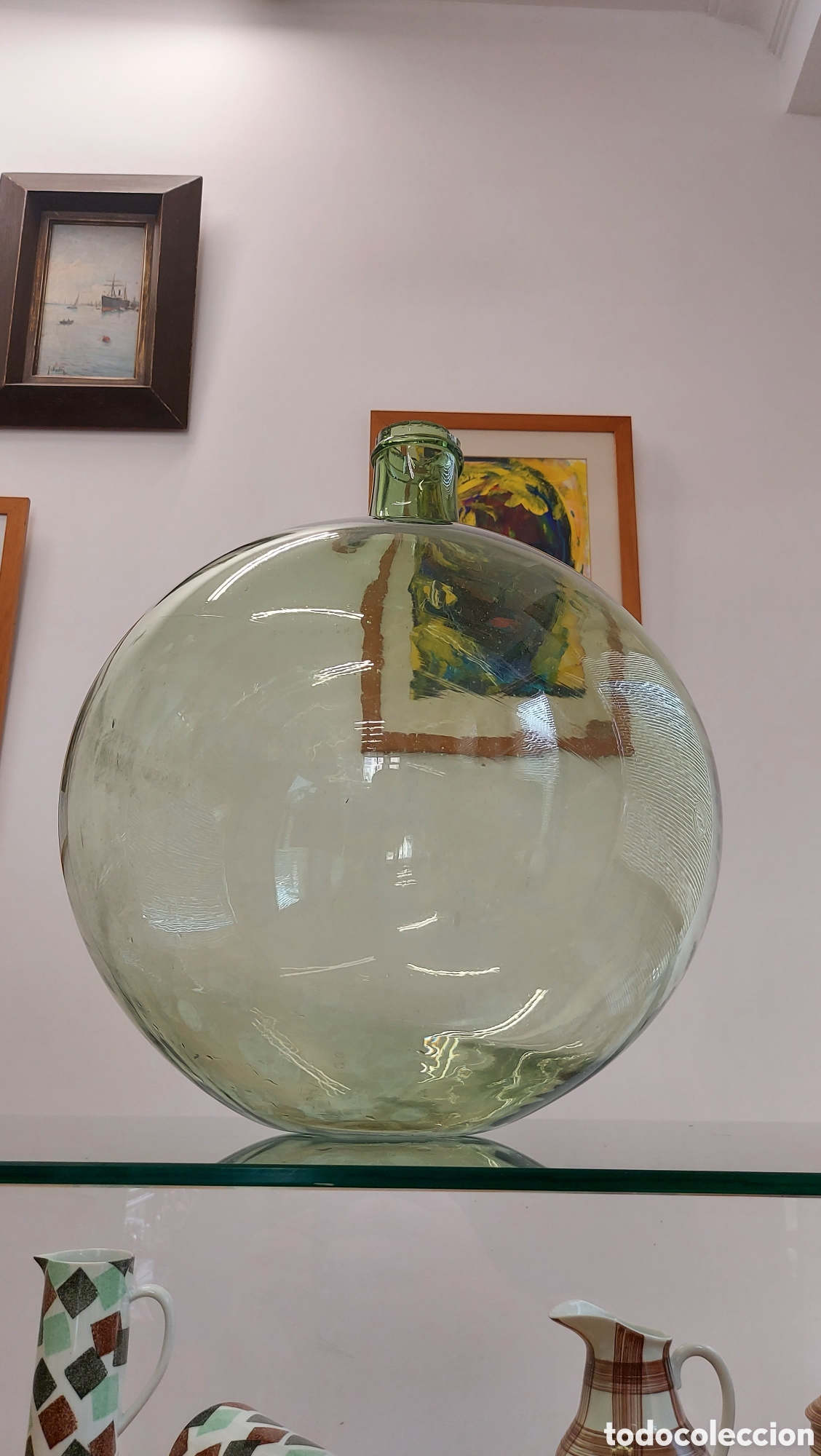 Antig&uuml;edades: Damajuana de vidrio soplado S.XIX