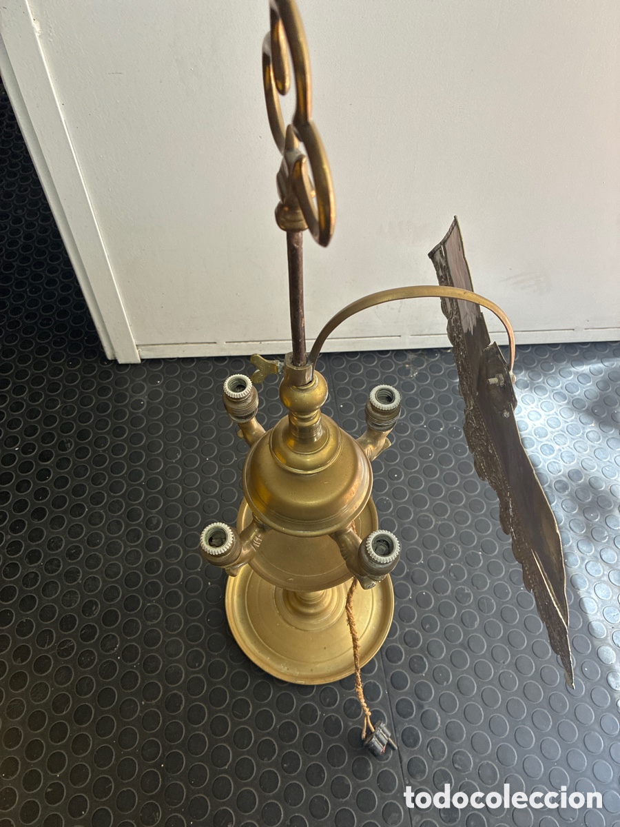 Antig&uuml;edades: L&aacute;mpara de Aceite 4 brazos electrificada. - Foto 3