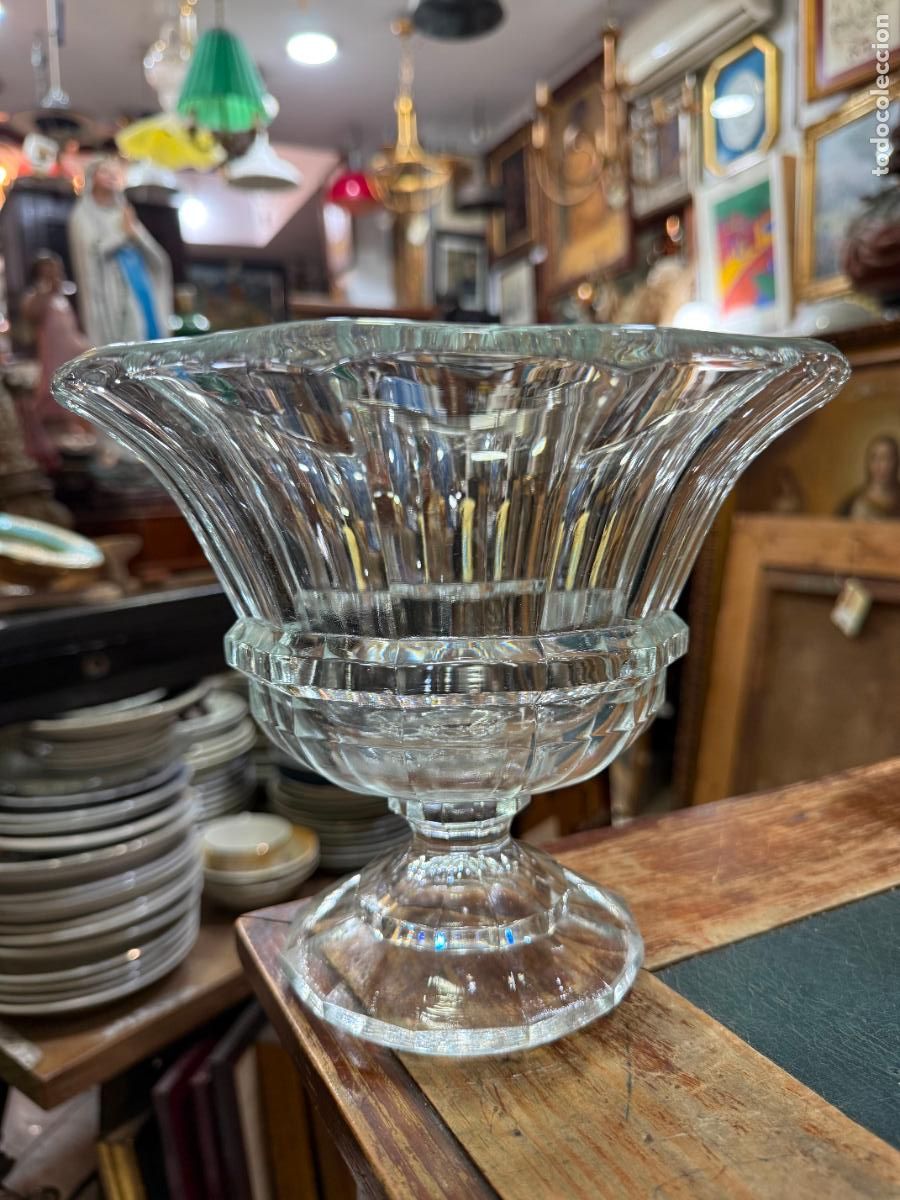 Antig&uuml;edades: ANTIGUO FRUTERO CENTRO DE MESA DE CRISTAL - MEDIDA 21,5X18,5 CM