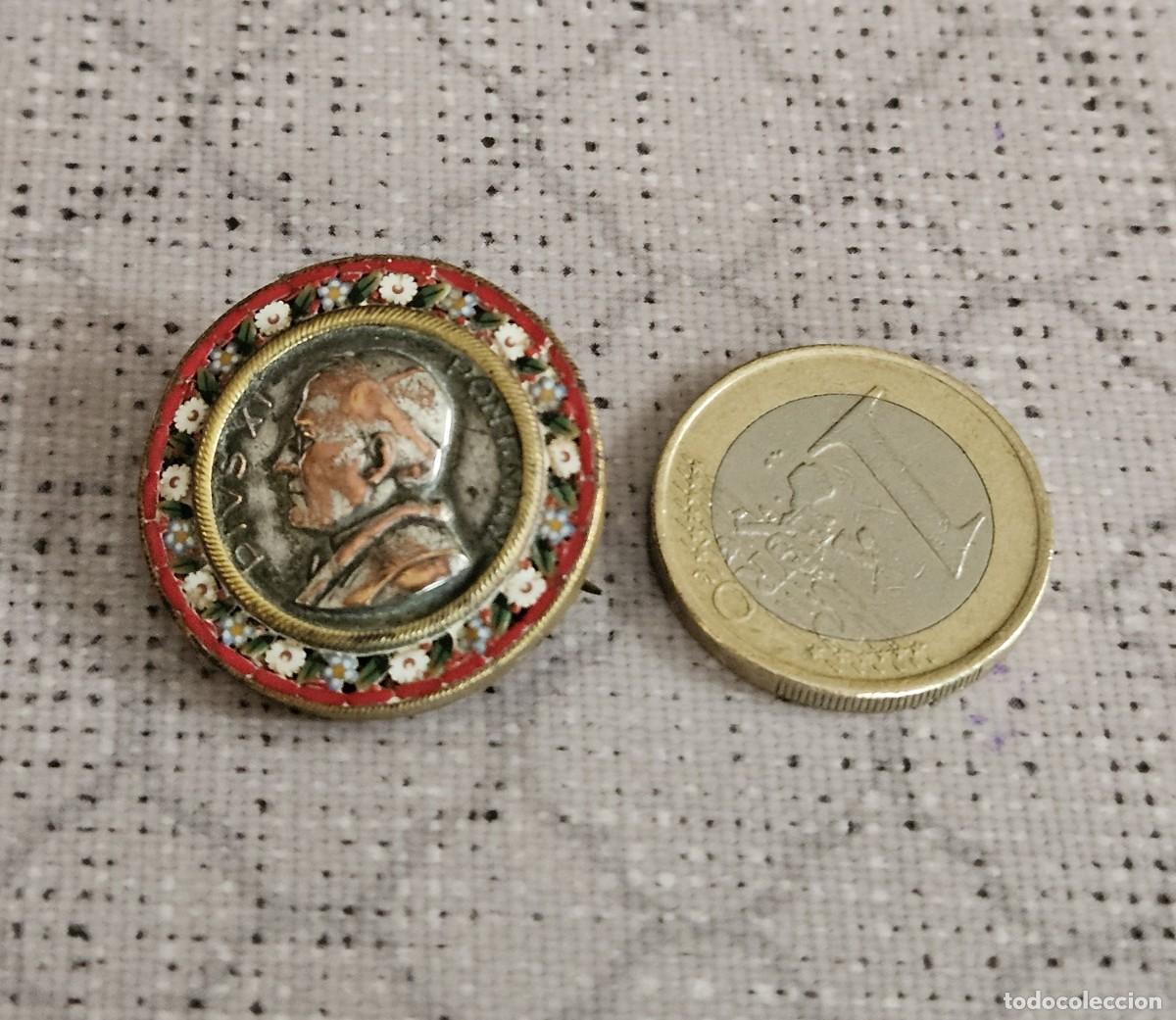 Antig&uuml;edades: Antiguo Broche Religioso De Micromosaico Italiano Con El Perfil De P&iacute;o XI, Pius XI Pont. Max. 1933.