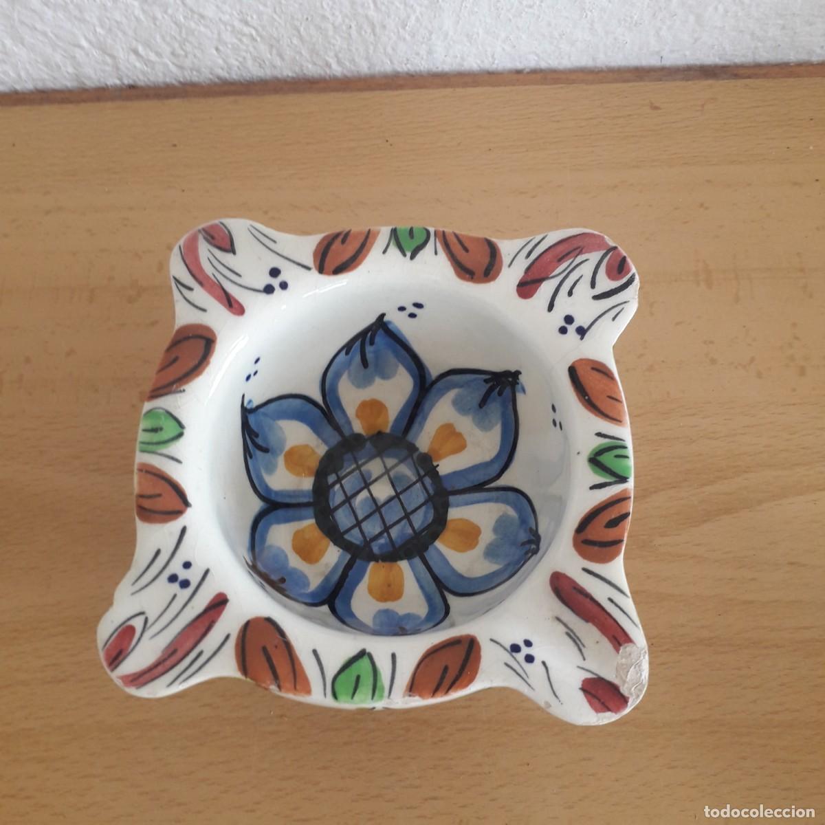 Antig&uuml;edades: MORTERO DE BARRO ESMALTADO ESTAMPADO CON FLORES - Foto 5