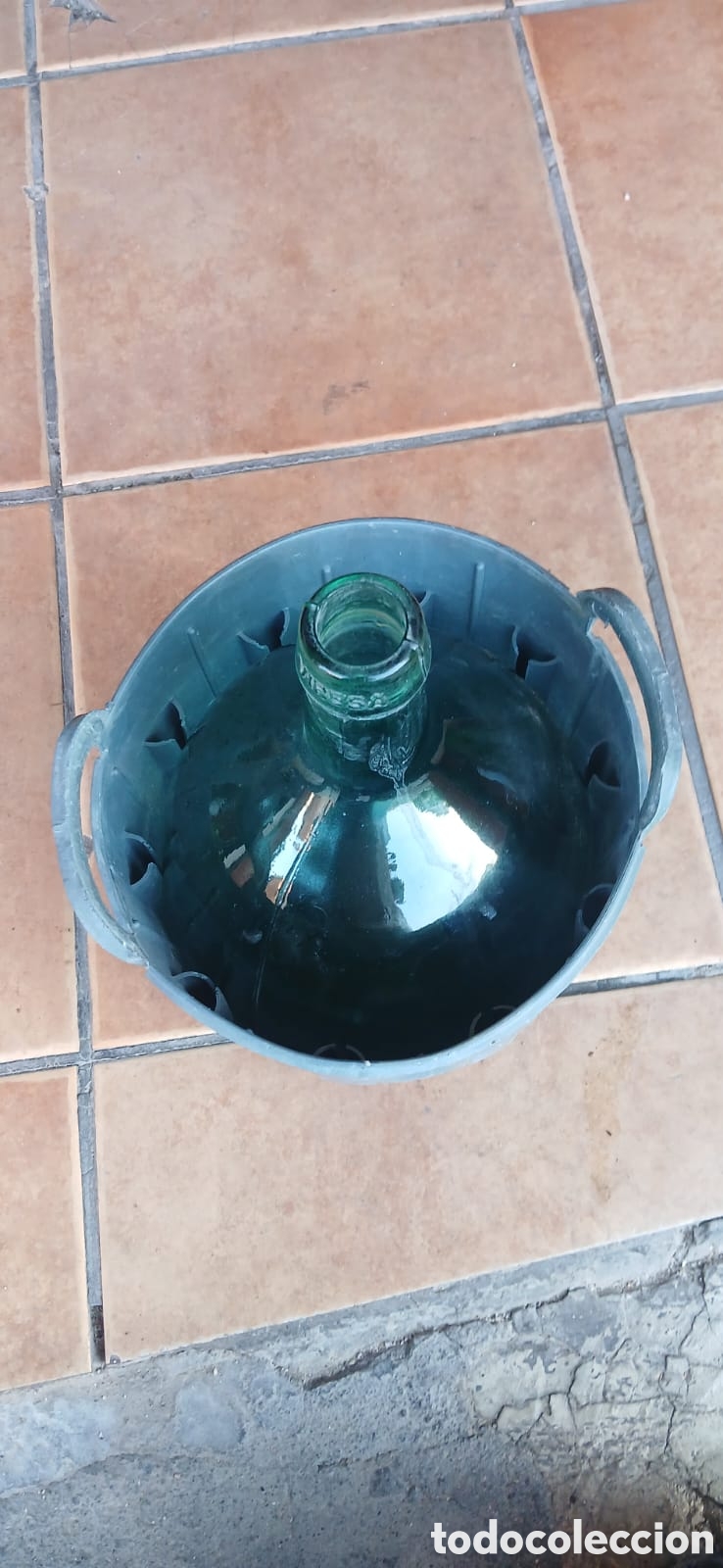 Antig&uuml;edades: ANTIGUA DAMAJUANA GARRAFA DE VIDRIO