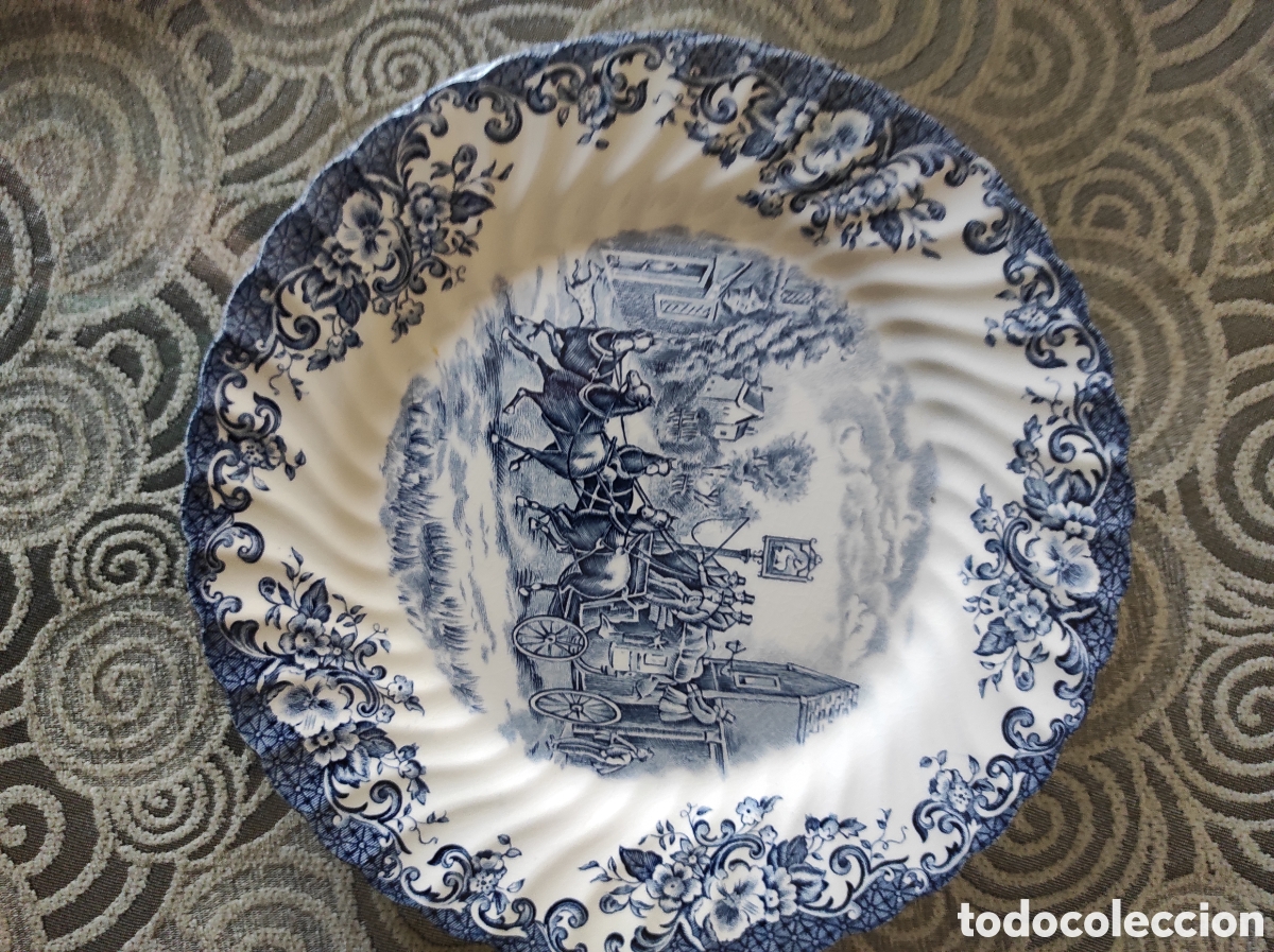 Antig&uuml;edades: Plato grande Johnson Bros Coaching Scenes &ndash; Ironstone &ndash; Loza inglesa &ndash; Made in England