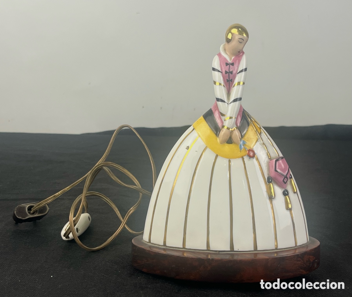 Antig&uuml;edades: CHICA - LAMPARITA ART DEC&Oacute;, PORCELANA ARGILOR, FRANCIA - 1910-20