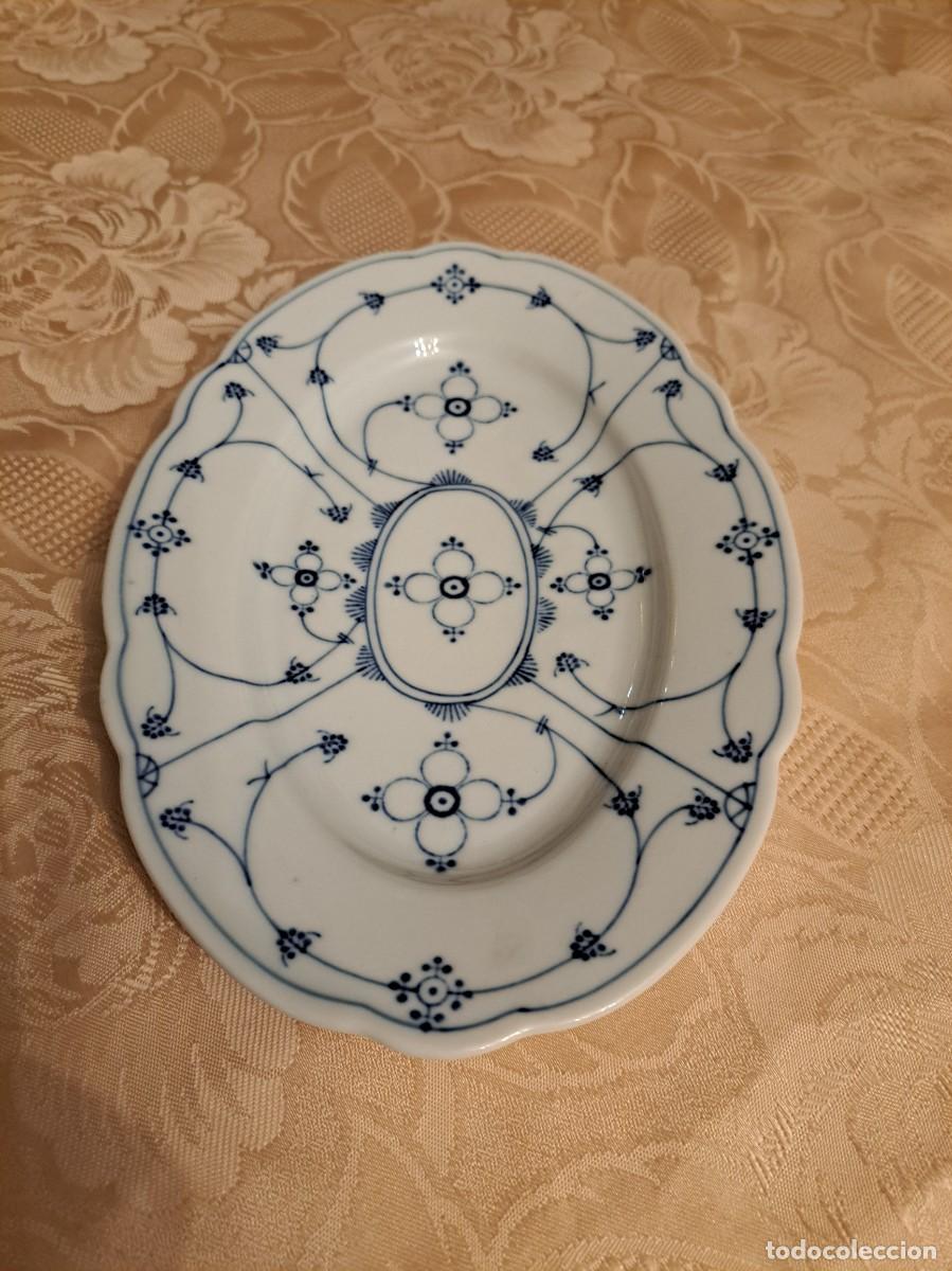 Antiquit&auml;ten: Preciosa bandeja oval de porcelana Indischblau