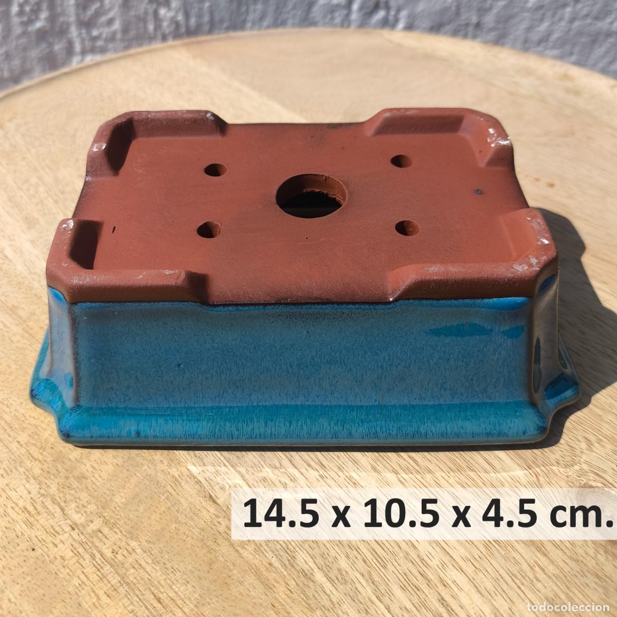 Antig&uuml;edades: Maceta Bonsai Cer&aacute;mica Azul Rectangular - Foto 3