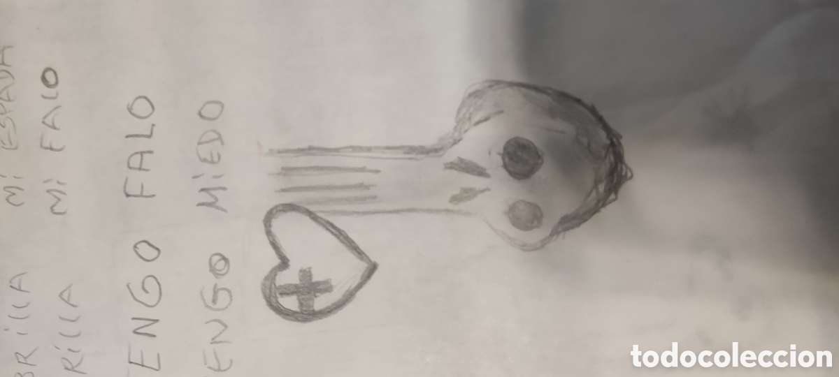 Antig&uuml;edades: V&iacute;ctor mira dibujo con poema y pintado papel por 2 caras