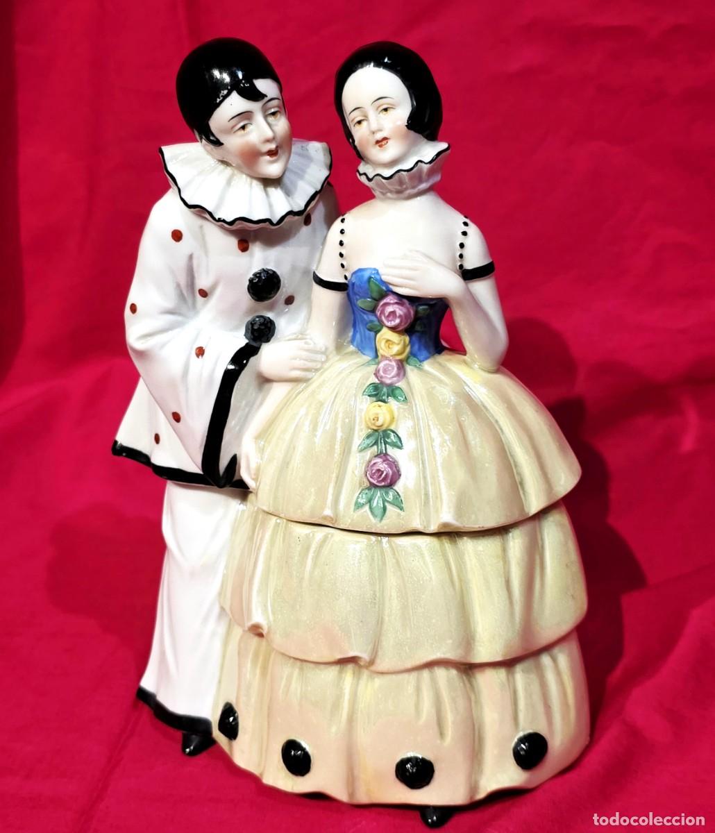 Antig&uuml;edades: Statuina di Pierrot e Colombine in porcellana - Art Deco