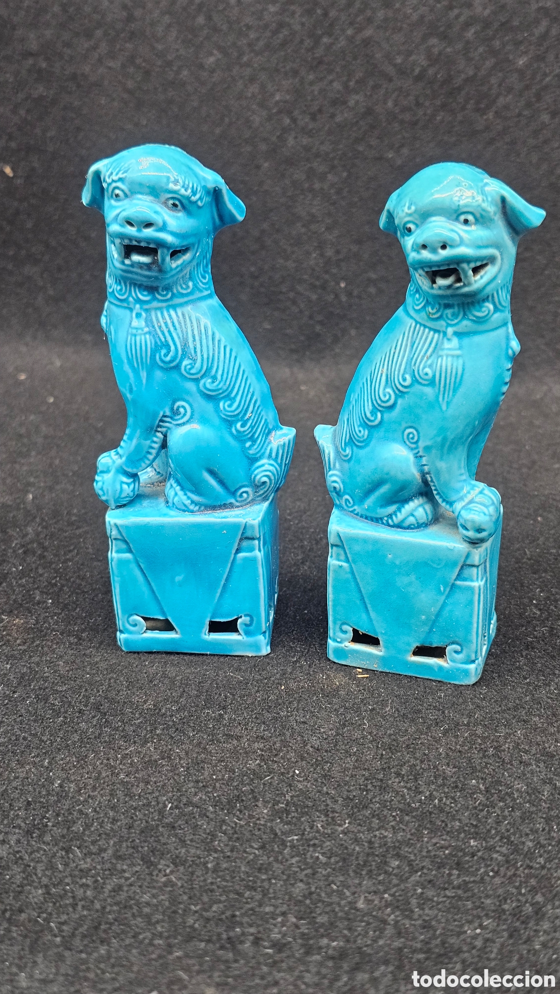 Antig&uuml;edades: Perros / leones foo de porcelana antigua