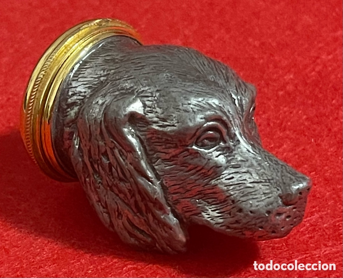Antig&uuml;edades: Exquisita caja Pastillero, o cerillero conforma de cara de perro.