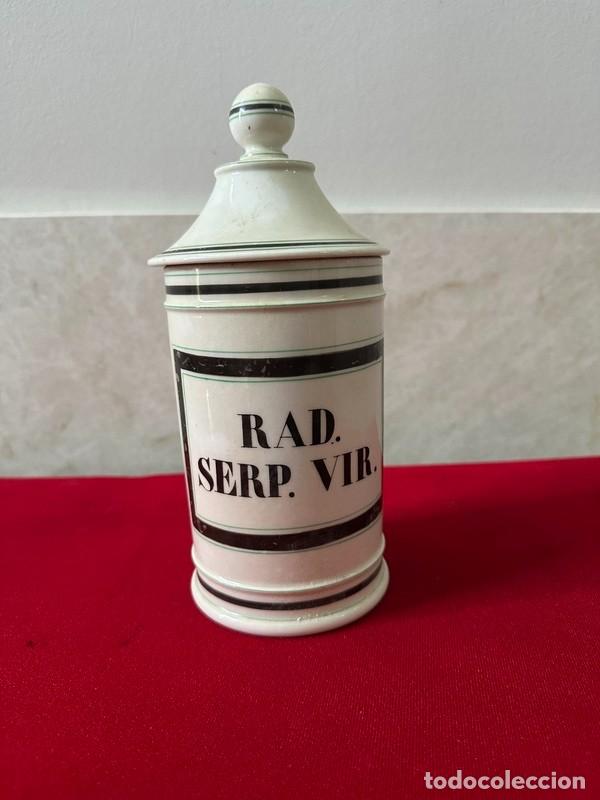 Antig&uuml;edades: ALBARELO - TARRO DE FARMACIA DE PORCELANA RAD. SERP. VIR