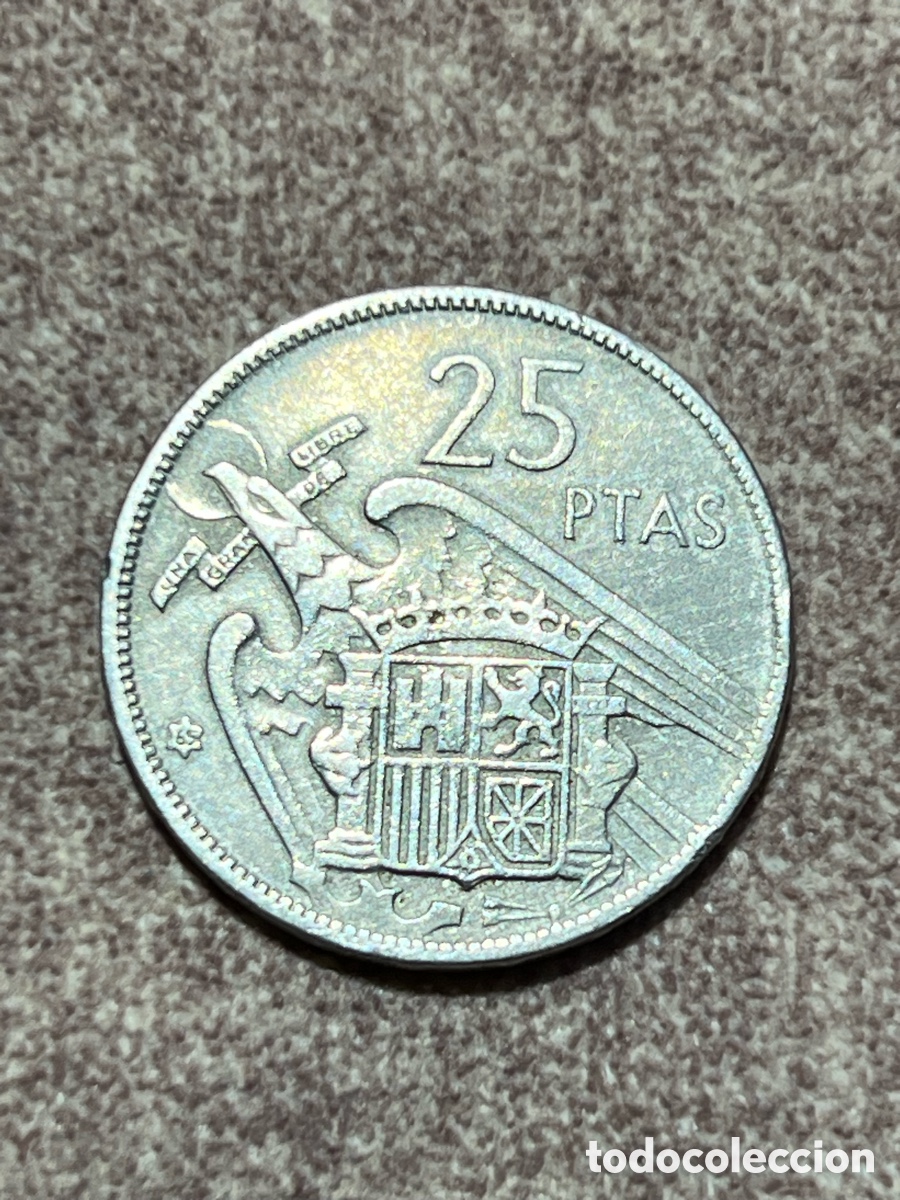 Antig&uuml;edades: Moneda 25 pesetas estrella 65 del a&ntilde;o 1957