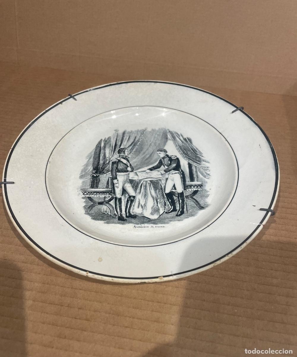 Antig&uuml;edades: ANTIGUO PLATO CARTAGENA FABRICA LA AMISTAD -S. XIX AMBICI&Oacute;N AL PODER PARTE POSTERIOR MARCA IMPRESA