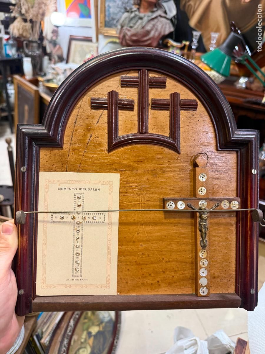 Antig&uuml;edades: ANTIGUO MARCO CON CRUZ CON RELIQUIA DE JERUSALEM - MEDIDA MARCO 29X28 CM - RELIGIOSO