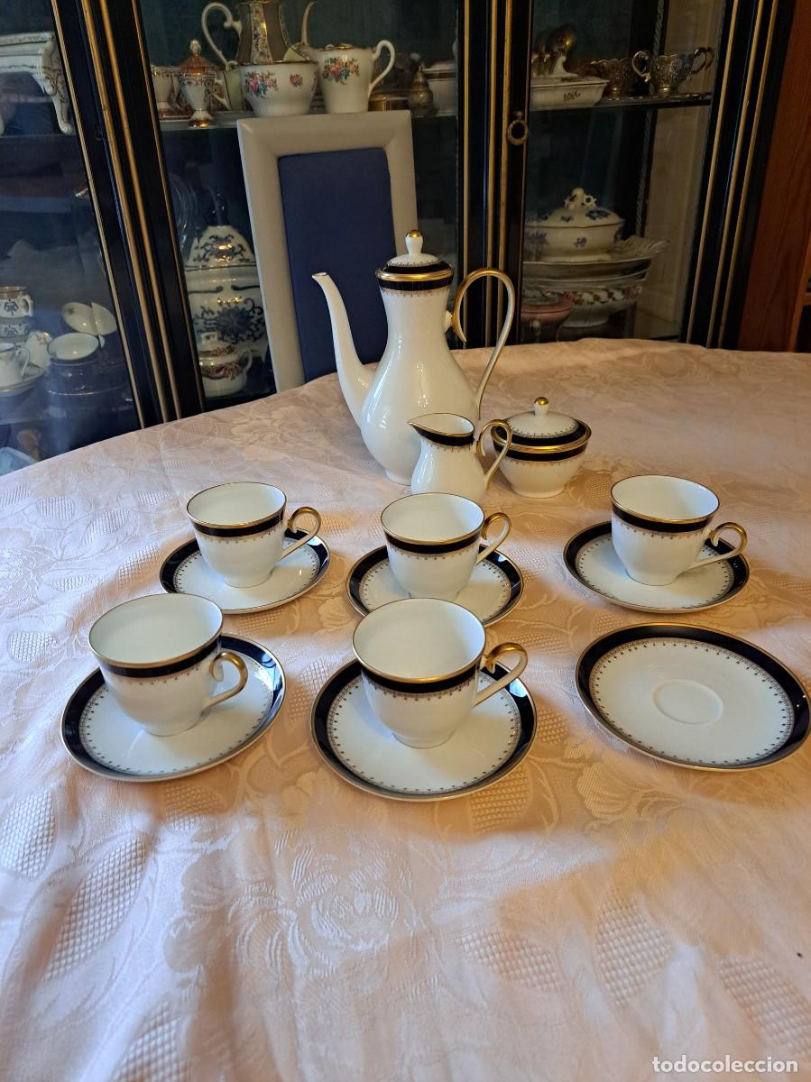 Antiques: Precioso juego de caf&eacute; de porcelana Krautheim & Adelberg, Echt Kobalt-14 piezas