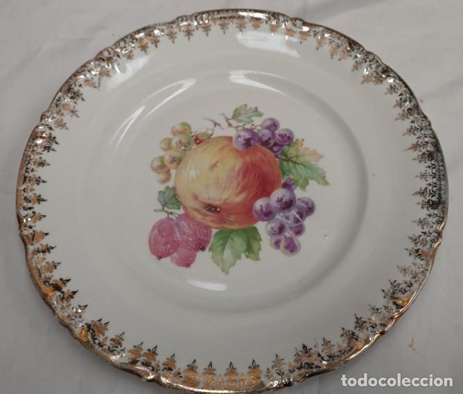 Antig&uuml;edades: ANTIGUO PLATO DE PORCELANA CON FRUTA PINTADA Y ORLA, SANTA CLARA VIGO