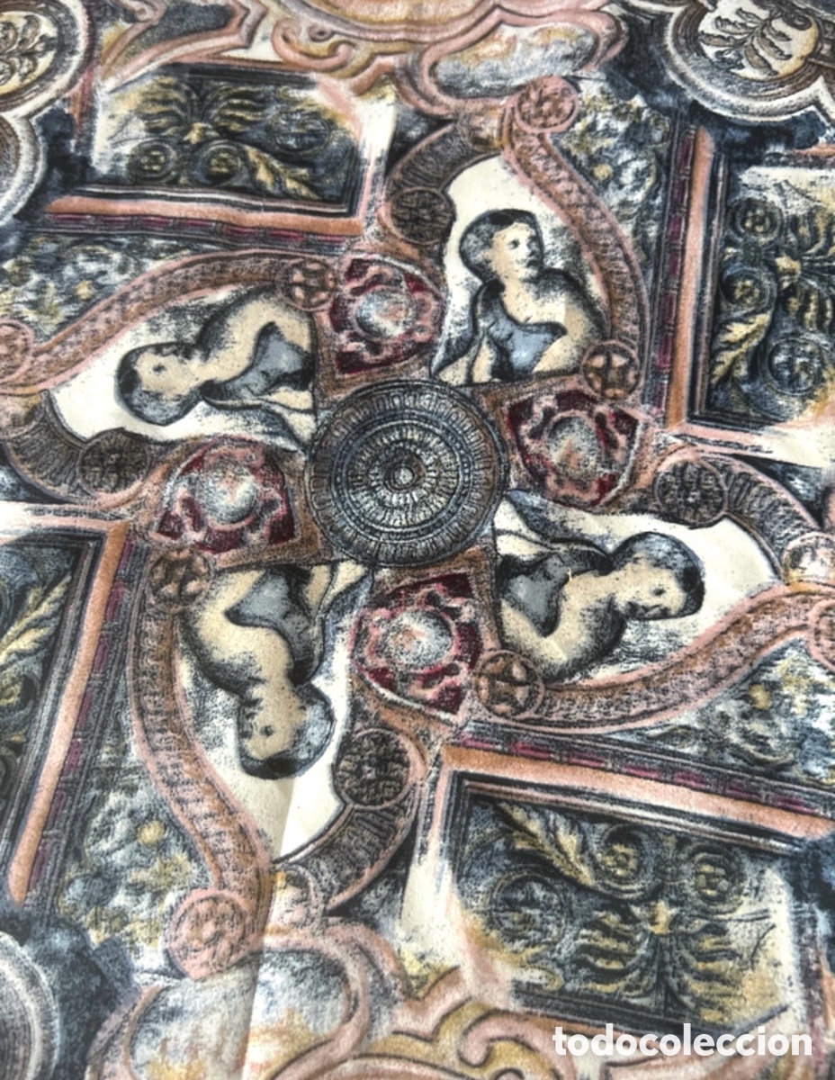 Antig&uuml;edades: Pa&ntilde;uelo de seda con motivos arquitect&oacute;nicos ornamentales